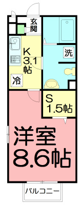 アミカ湘南B 102号室 間取り