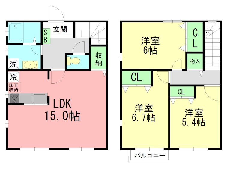 コンフォートヒルズC棟 C-Ⅰ号室 間取り
