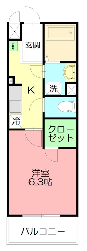 カレッジヒルズD  201号室 間取り