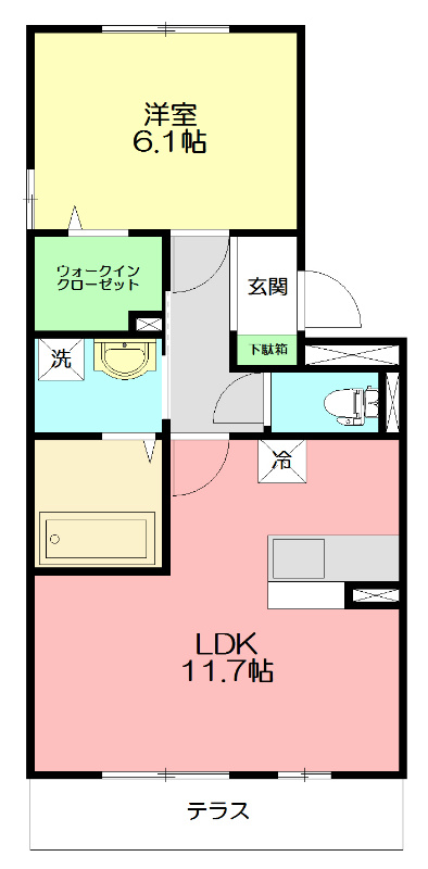 コトー　B 102号室 間取り