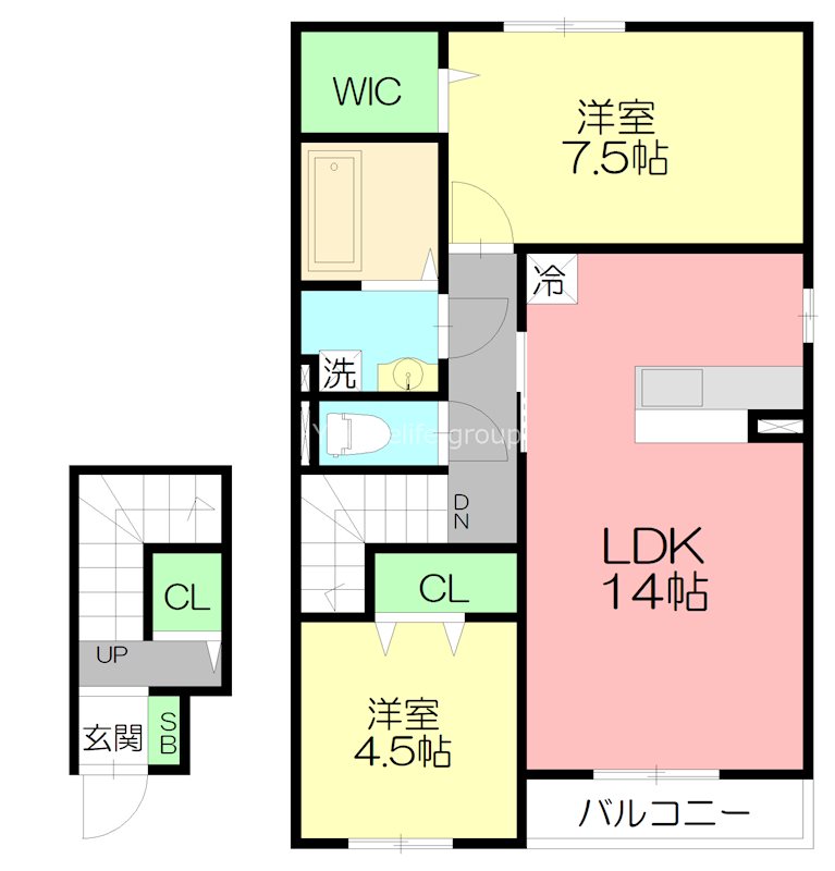 ロイヤルタウンKG　C棟  201号室 間取り