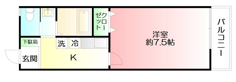 アクアベル 107号室 間取り