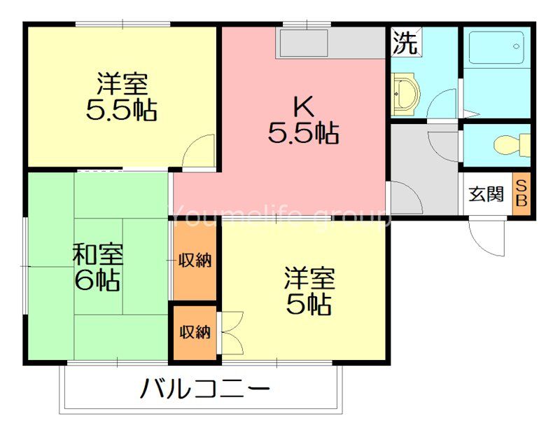 コーポ十二天B 101号室 間取り