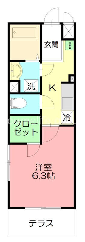 カレッジヒルズA 101号室 間取り