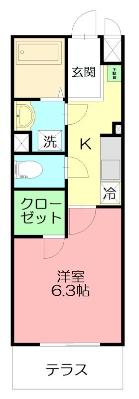 カレッジヒルズA 104号室 間取り