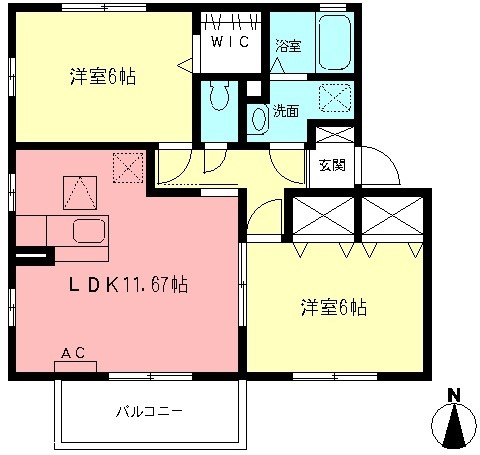 アルバピアザ鶴巻Ⅱ 102号室 間取り
