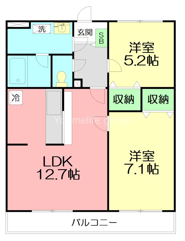 グランディHASE 302号室 間取り