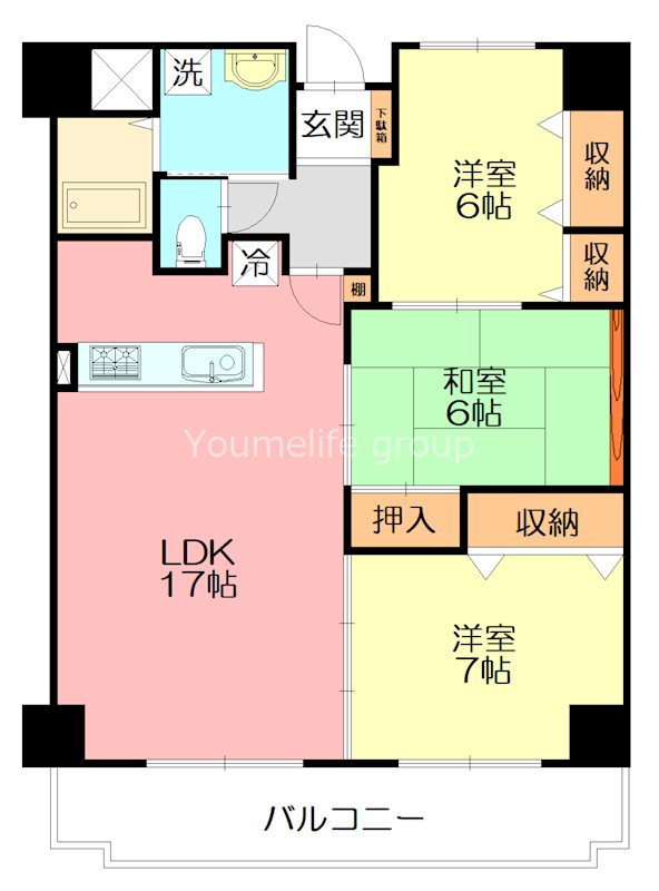 アトラクトマンショントムロ 705号室 間取り