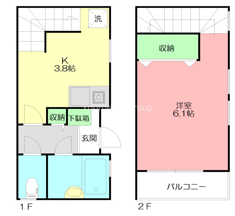 松葉テラスハウスⅡ C号室 間取り