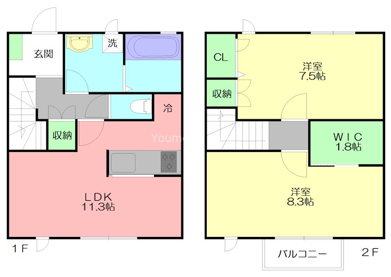 テラスハウス浜見 2号室 間取り