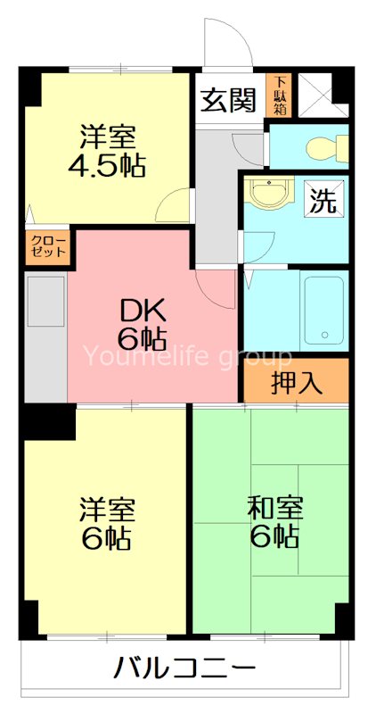 カトルズ中田Ⅱ 202号室 間取り
