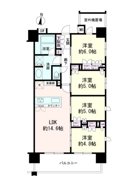 パレステージ平塚 401号室 間取り