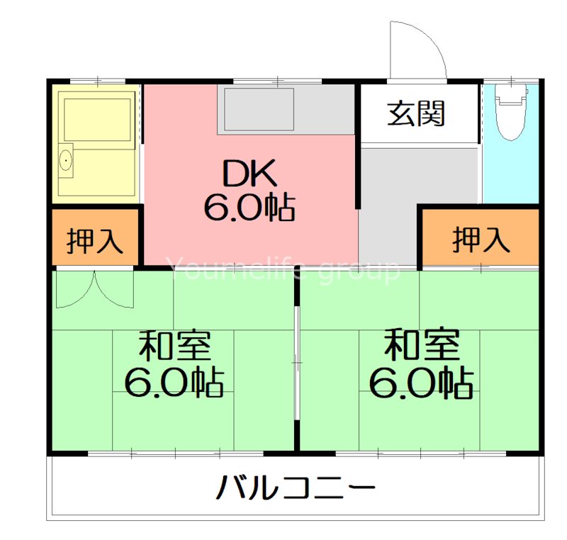 小川アパート 203号室 間取り