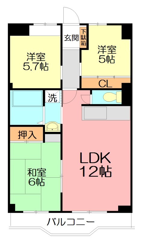 富士スカイハイツ 402号室 間取り
