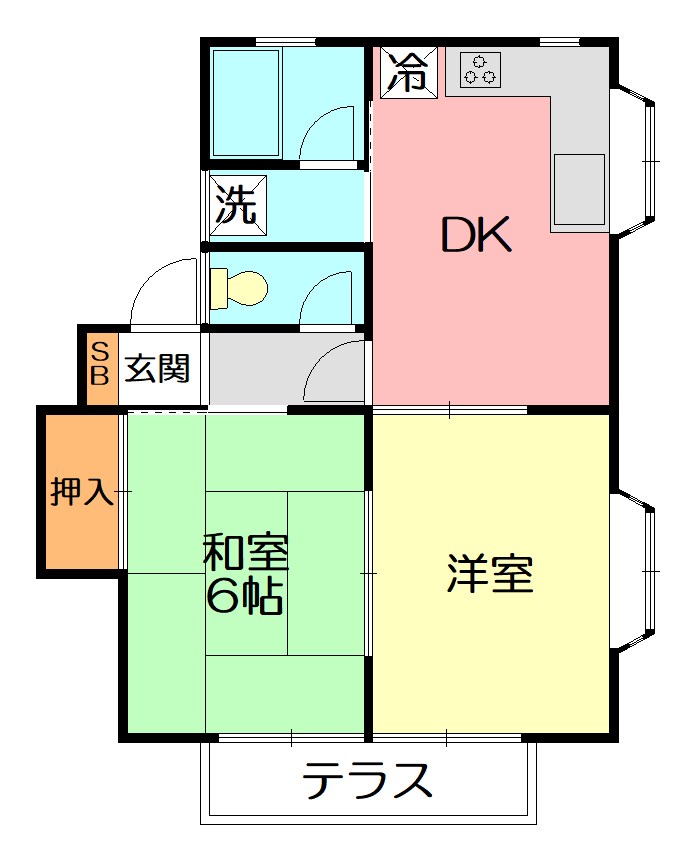 安西ハイツC 101号室 間取り