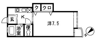 サウスウィンド 105号室 間取り