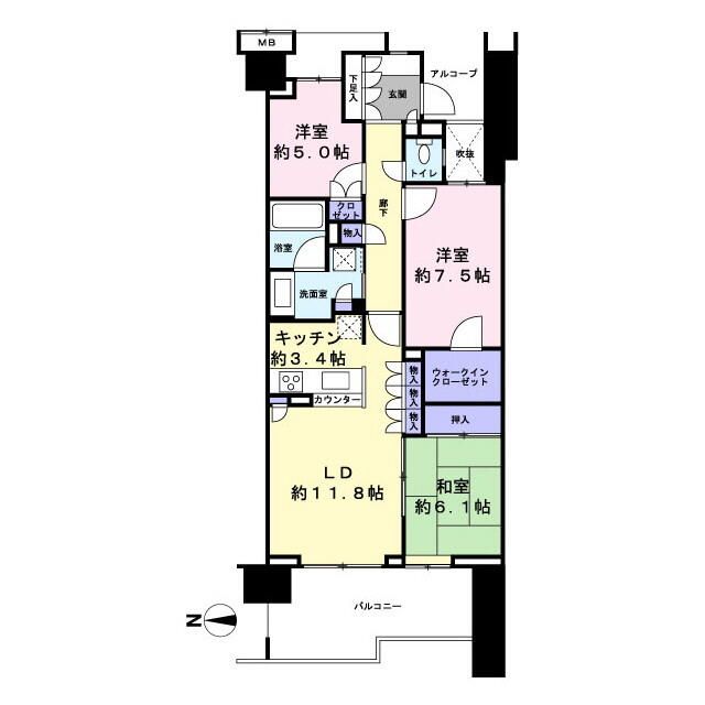 グランドメゾン東戸塚2番館 10F号室 間取り