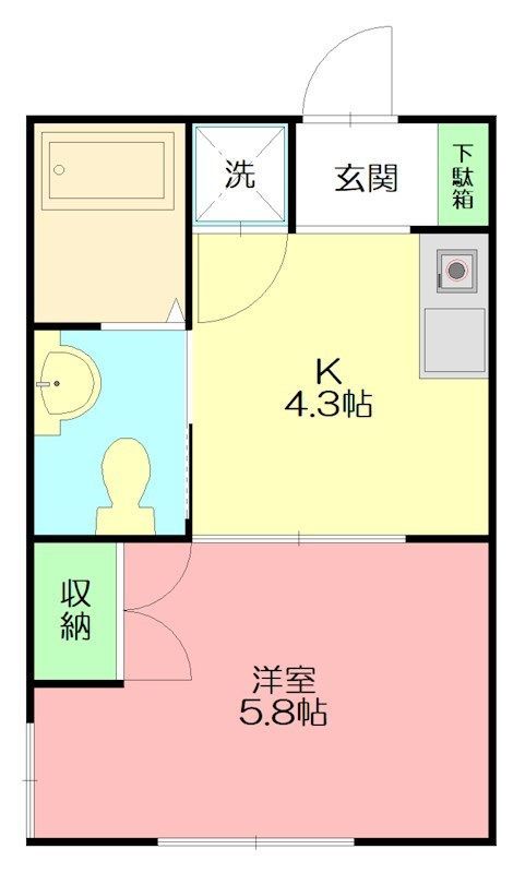 銀河ハイツ 104号室 間取り