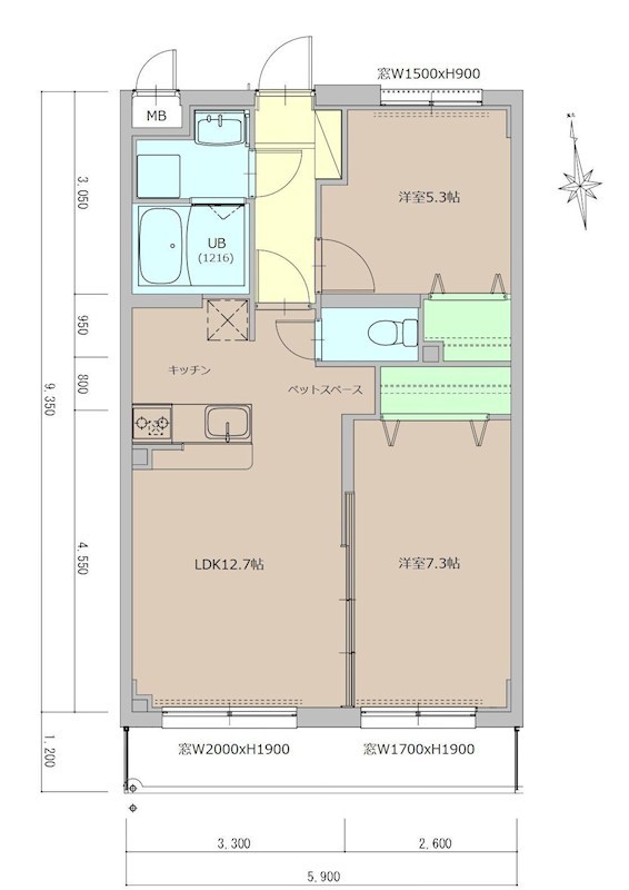 グランフェリス湘南 303号室 間取り