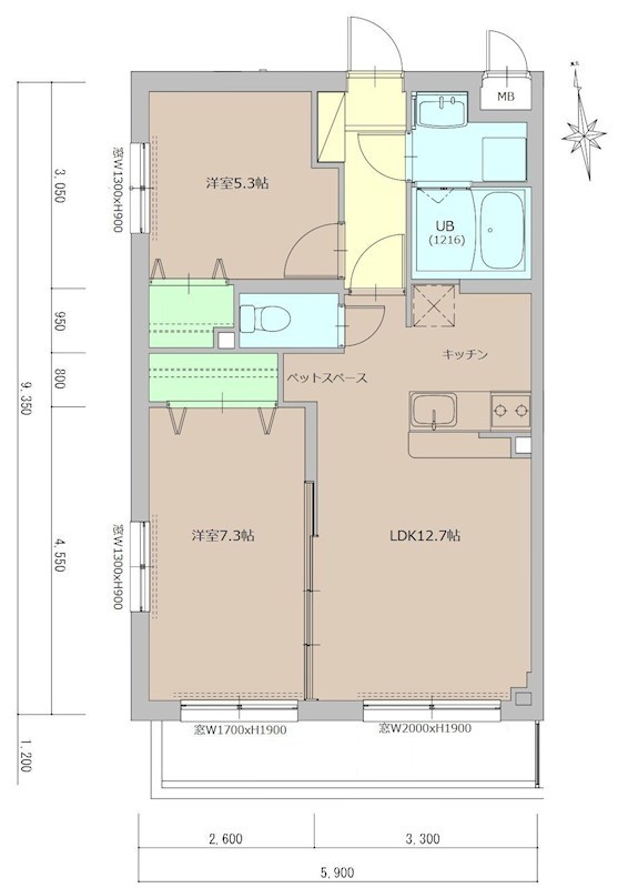 グランフェリス湘南 206号室 間取り