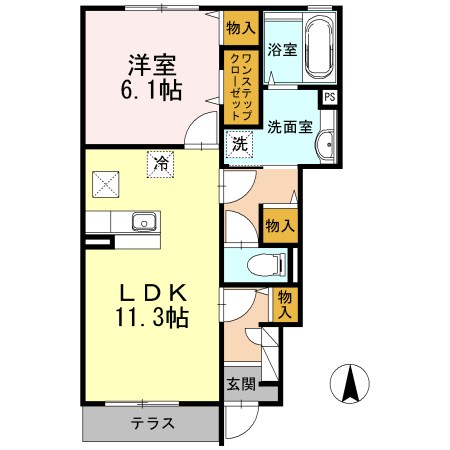 サンフローラ　A棟 103号室 間取り