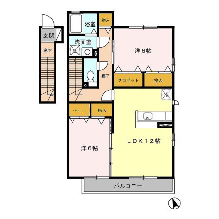 エクセルパークＡ 201号室 間取り