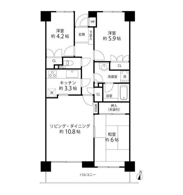 クエスト山手台 604号室 間取り