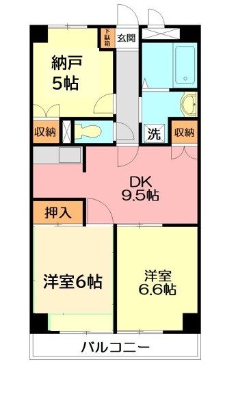 プラザ御殿 102号室 間取り
