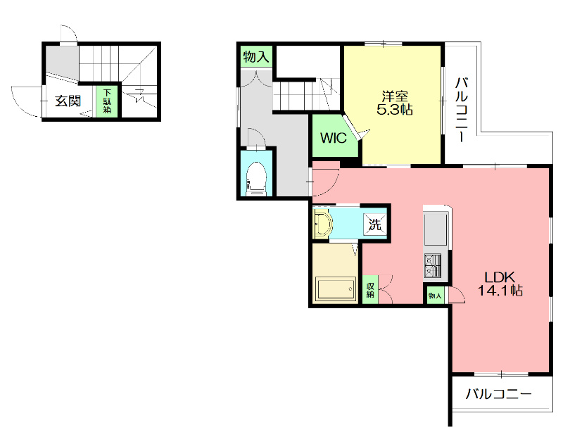 エバーグリーン 202号室 間取り