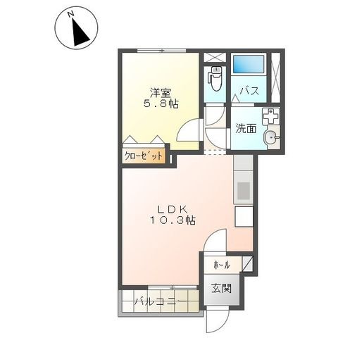 アンソレイエ 101号室 間取り