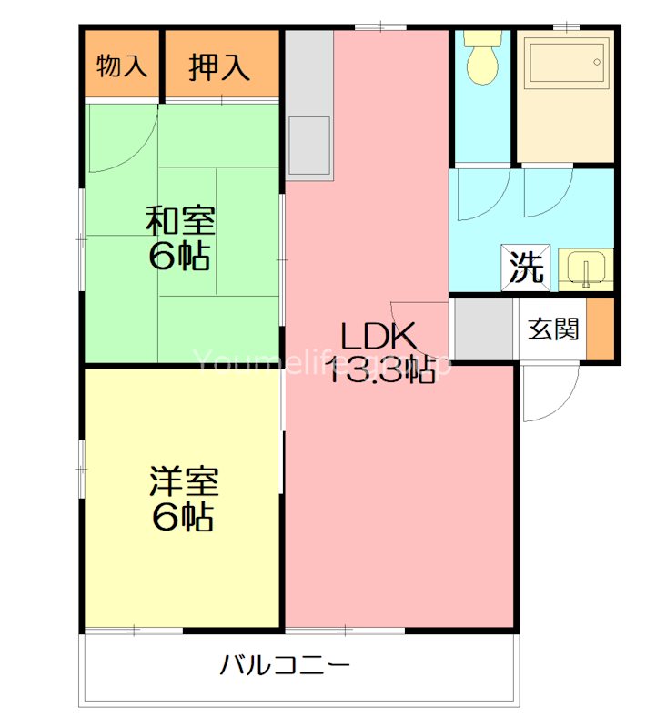 ジュネス鴨宮 201号室 間取り