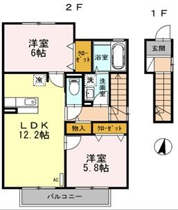 ザ・パーシモン B 201号室 間取り