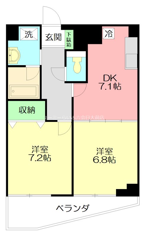 グランレスパス 406号室 間取り
