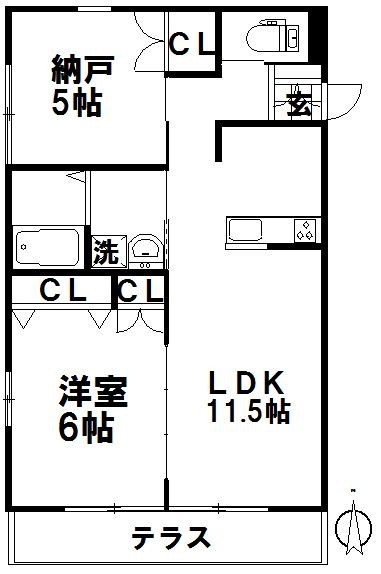 メゾンベールⅠ 102号室 間取り