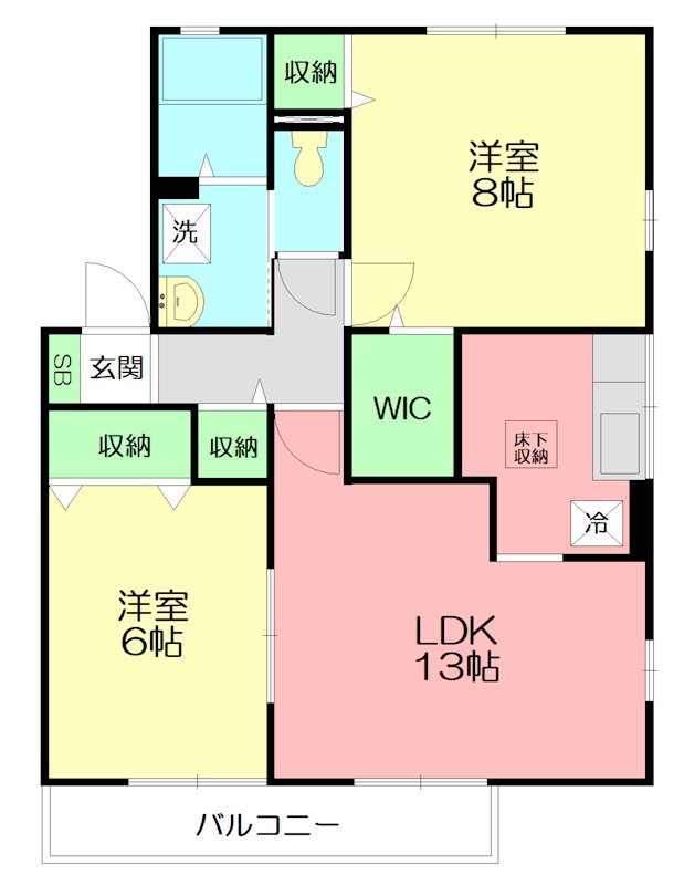 アーバンクレストB 201号室 間取り