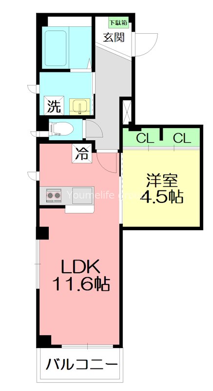 リストーロ．K 102号室 間取り
