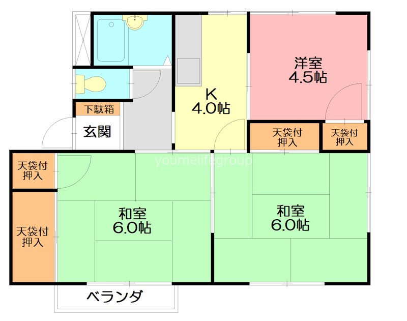 アイシーコーポ 2B号室 間取り