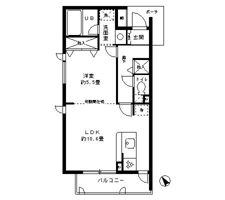 花仙ハイツ 104号室 間取り