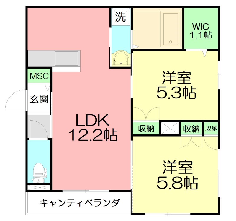 メルベージュ鵠沼海岸 202号室 間取り