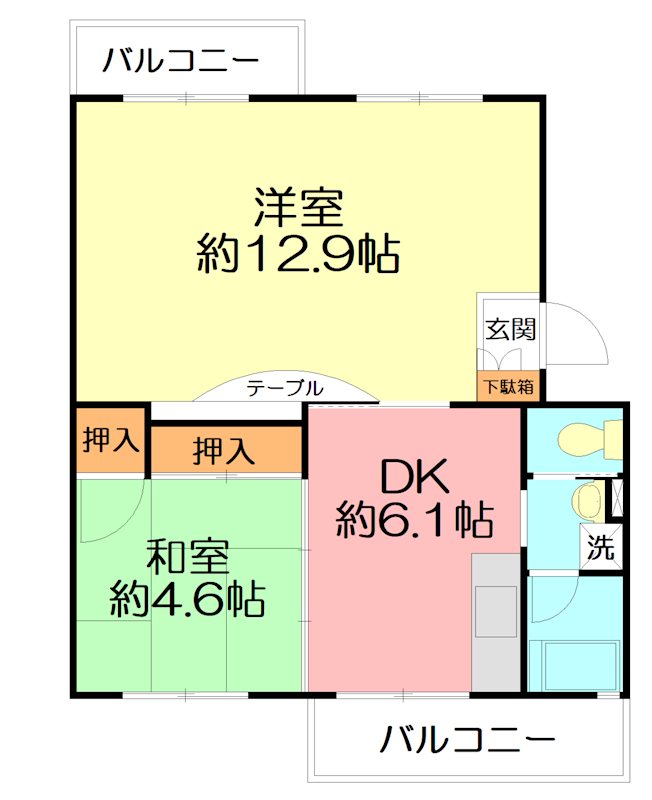 渋沢小田急ハイツ2号棟 402号室 間取り