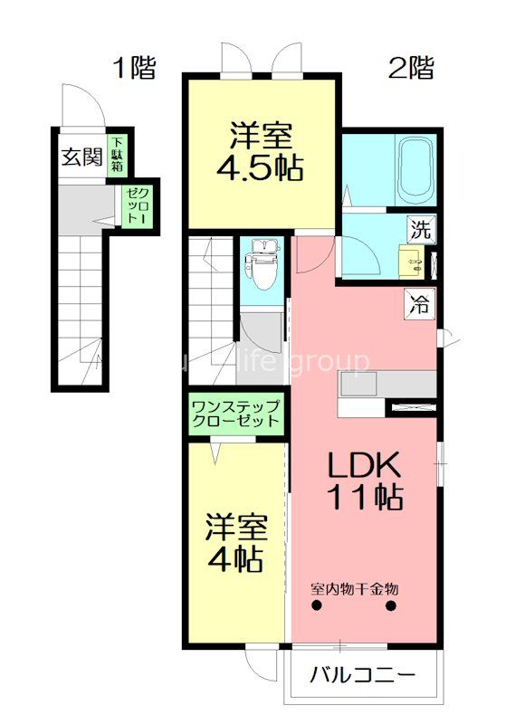 ヴィルヌーヴ　B棟 201号室 間取り