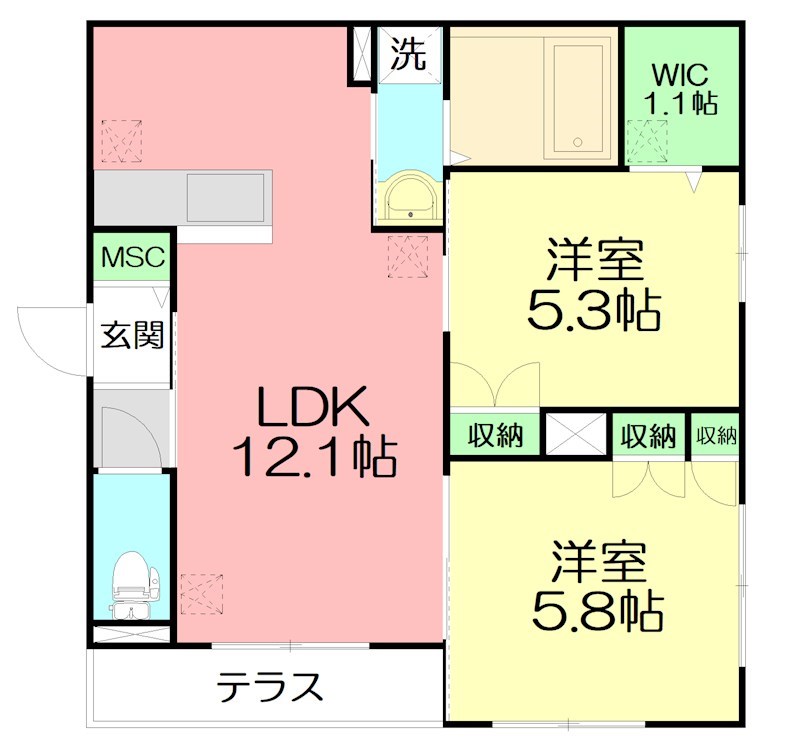 メルベージュ鵠沼海岸 102号室 間取り