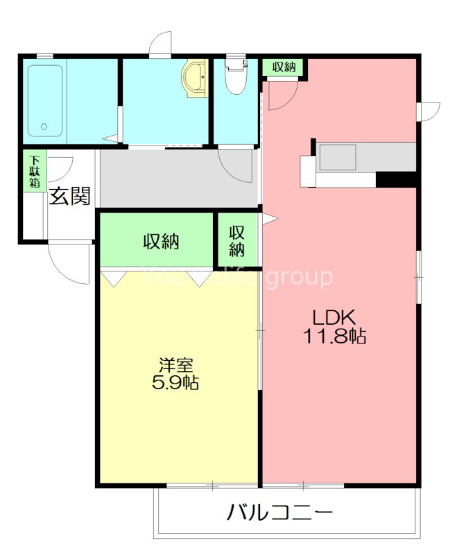 リバーサイドハイツ 202号室 間取り