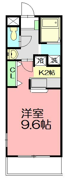 アクアコート 1D号室 間取り