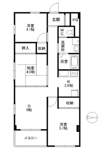 マイタウン海岸通り 305号室 間取り