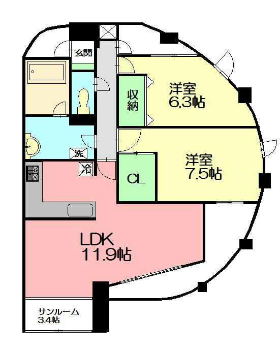 オーバルステージ 401号室 間取り