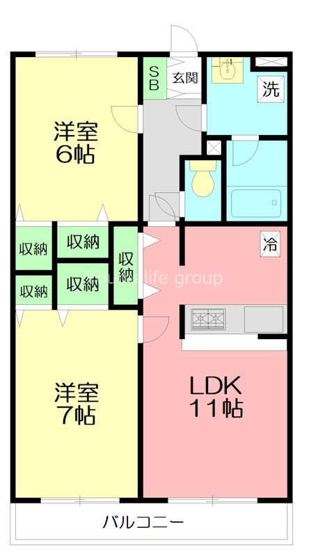 グランディHASE 106号室 間取り