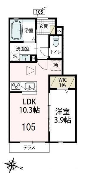 アルカディア 105号室 間取り