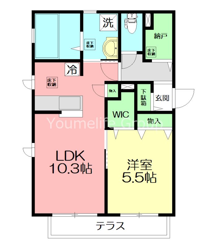 リバージュ元町Ⅱ 102号室 間取り