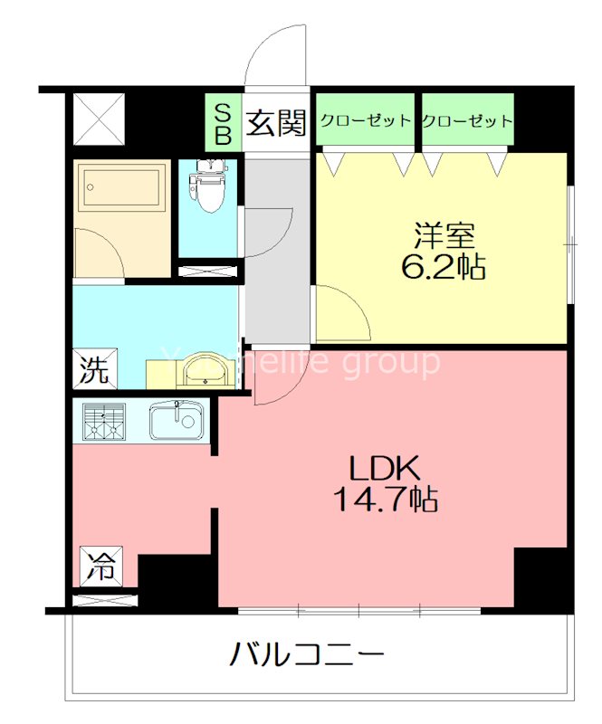 CASSIA藤沢本町 406号室 間取り